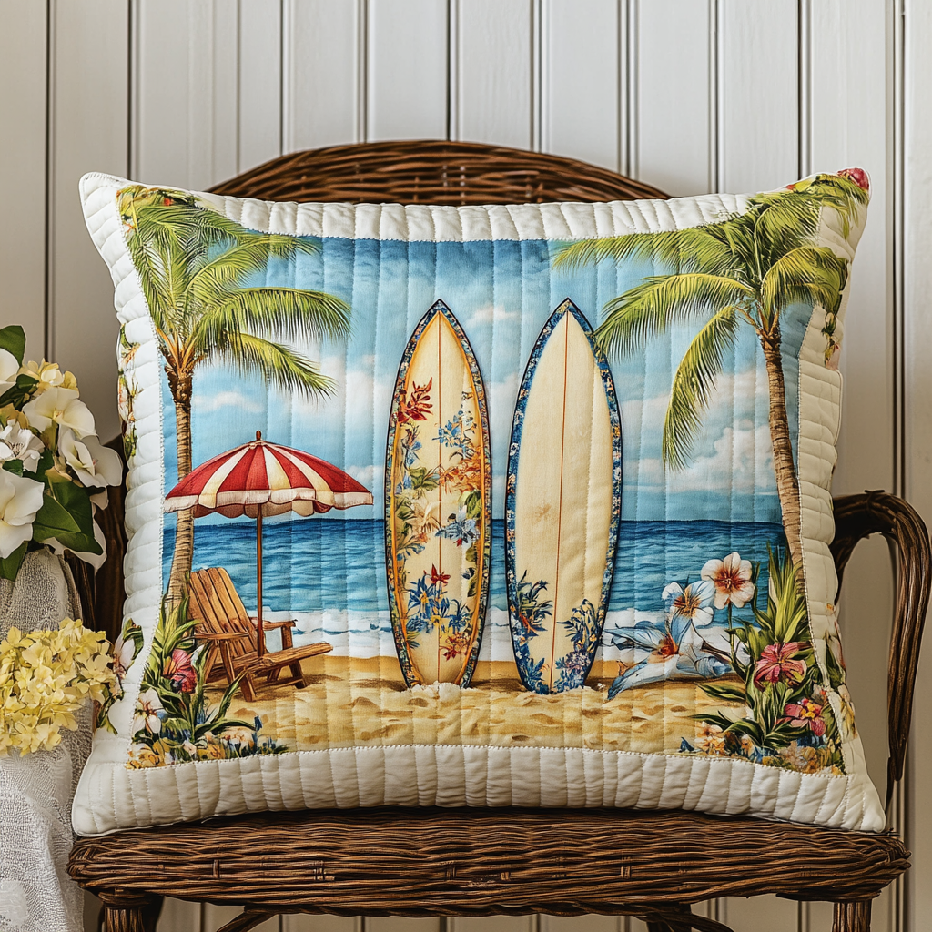 Tropical Shores Quilted Pillow Case Home Decor Pillow Covers Good Gifts For Beach Lovers