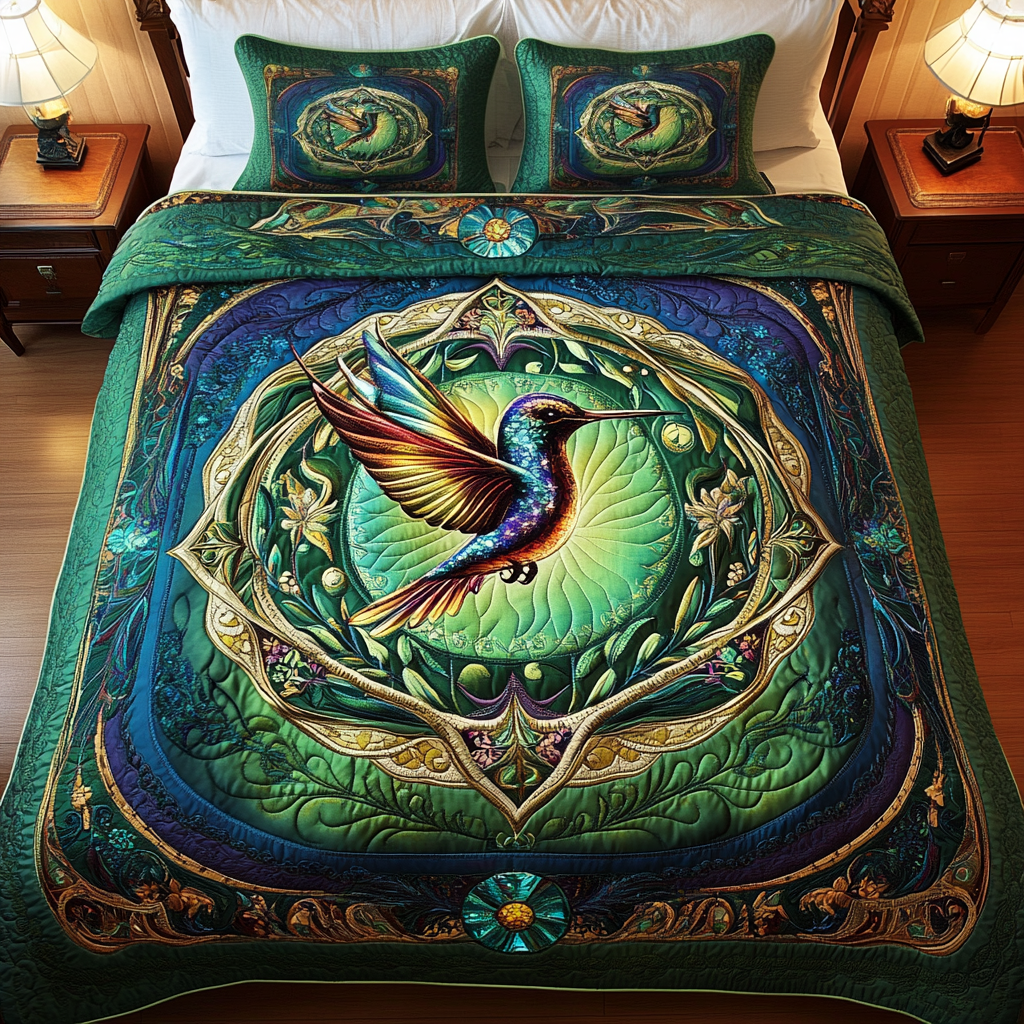 Tropical Tapestry Quilted Bedding Set Unique Hummingbird Gifts