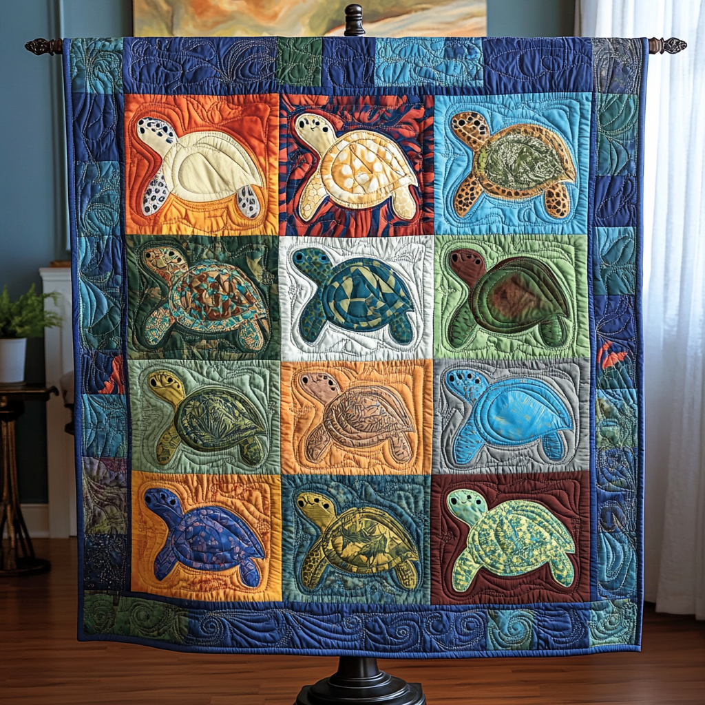 Turtle Tranquility Quilted Blanket Christmas Throw Blanket Turtle Gifts For Turtle Lovers
