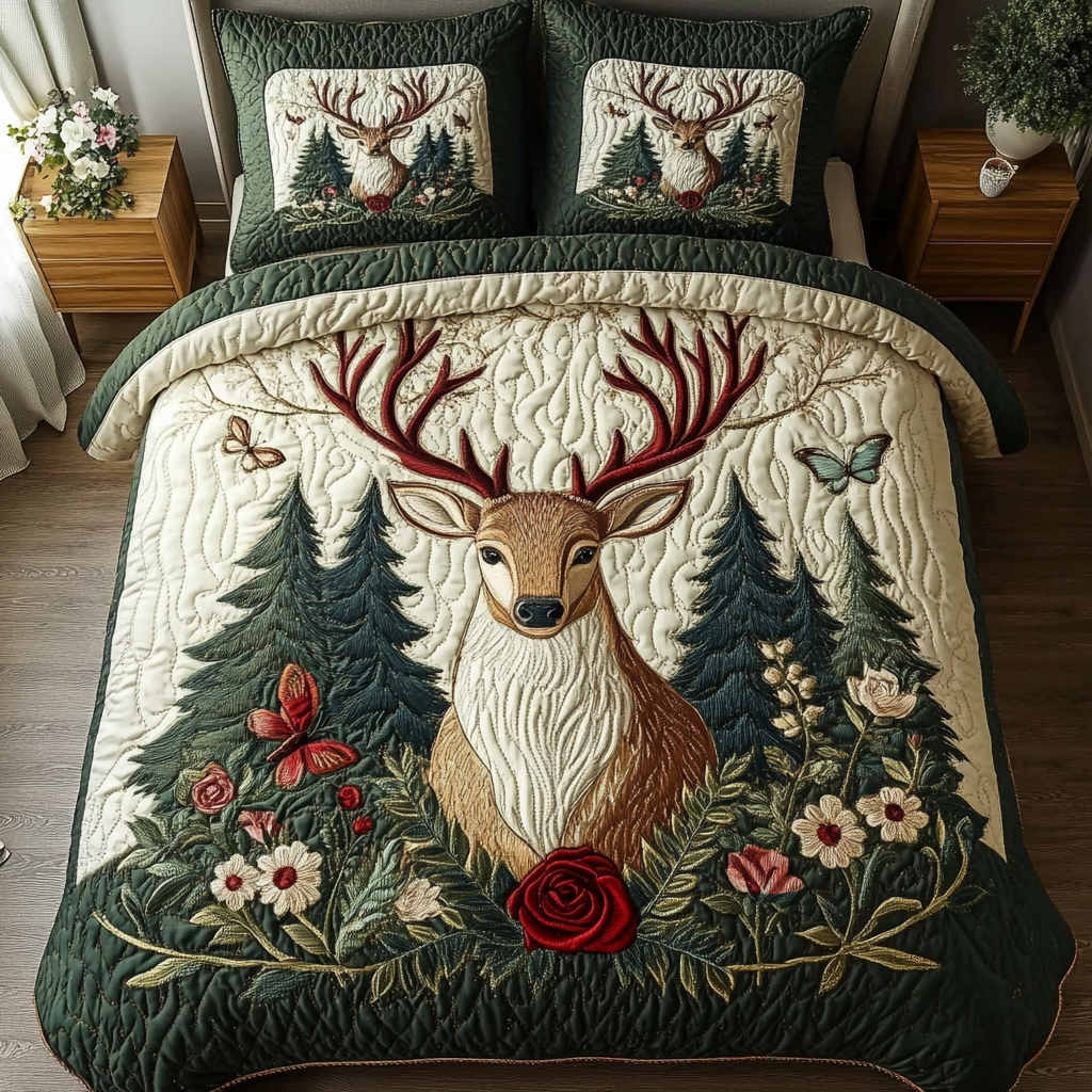 Twilight Meadow Quilted Bedding Set Presents For Deer Hunters