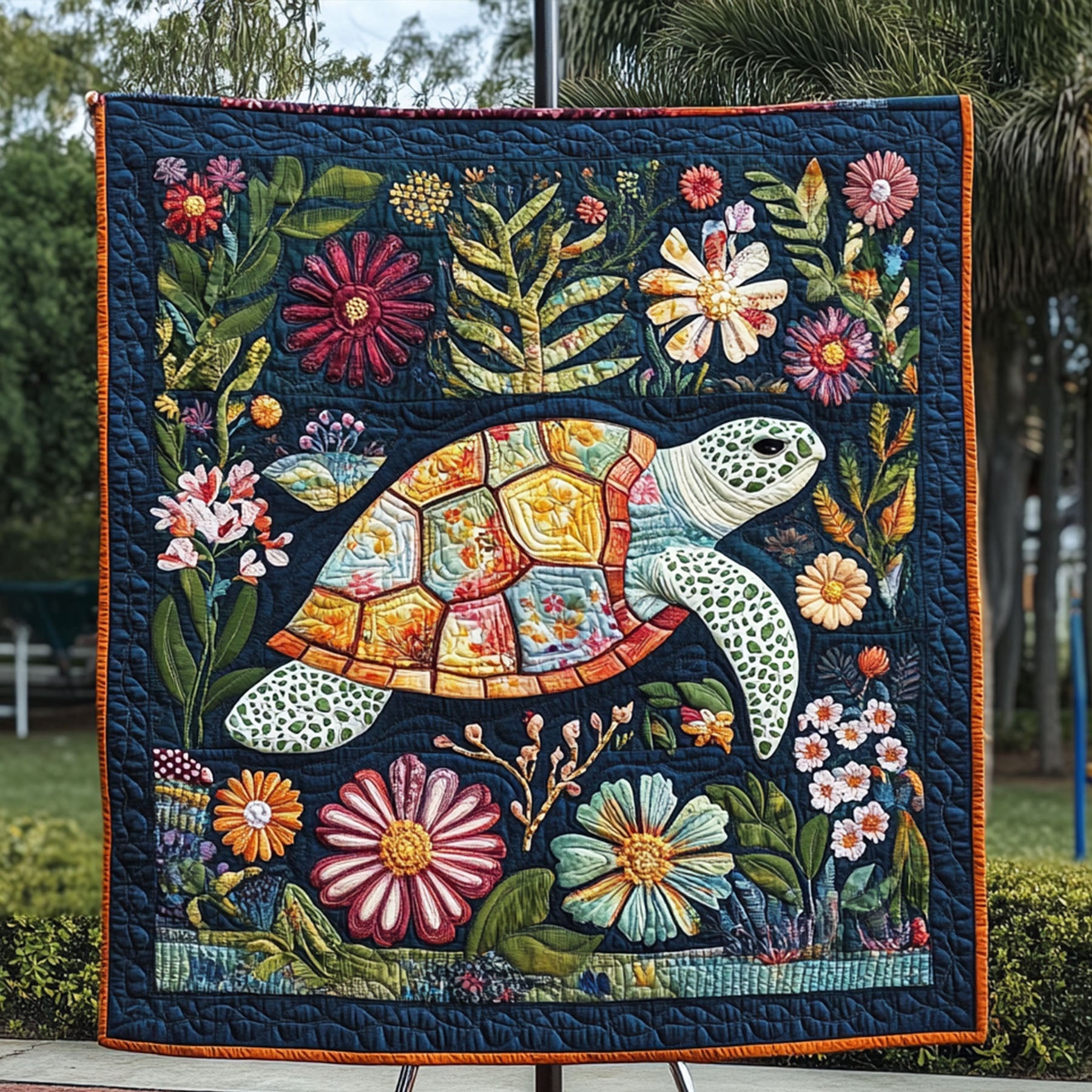 Underwater Whimsy Quilted Blanket Cute Throw Blanket Turtle Gifts For Mom