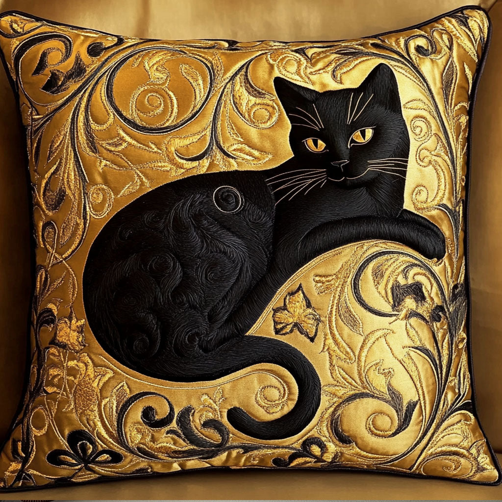 Vibrant Cat Art Quilted Pillow Case Decorative Throw Pillow Covers Cat Themed Gifts