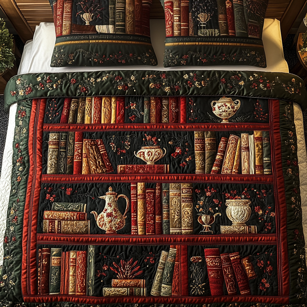 Vintage Reads Quilted Bedding Set Best Gifts For Book Lovers