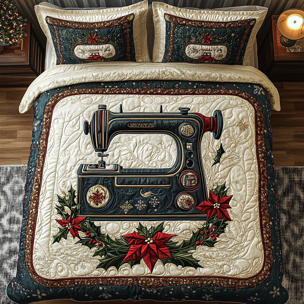 Vintage Stitch Quilted Bedding Set Gift Ideas For Sewing Lovers