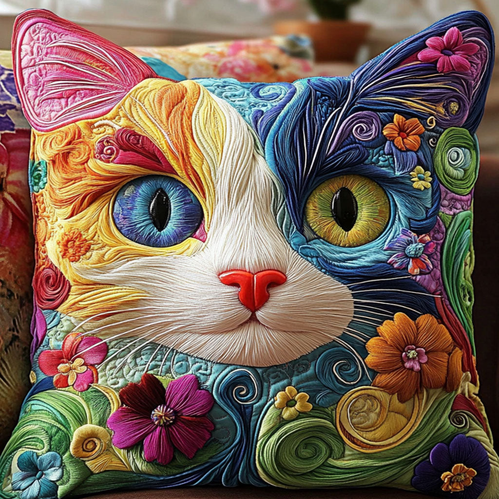 Vivid Cat Vision Quilted Pillow Case Throw Pillow Case Covers Unique Cat Gifts For Cat Lovers