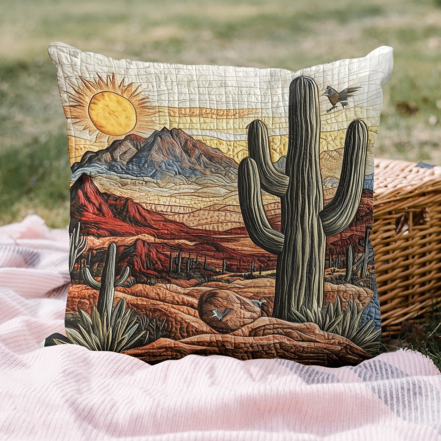 Western Skies Quilted Pillow Case Throw Pillow Covers Cactus Inspired Gifts