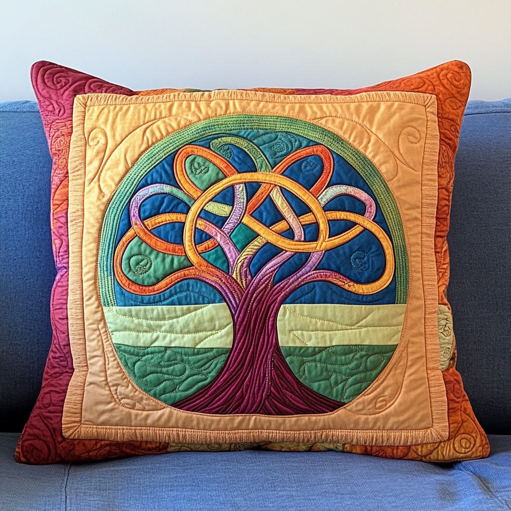 Whimsy Root Spiral Quilted Pillow Case Best Cool Pillow Cases Tree Of Life Gifts For Her