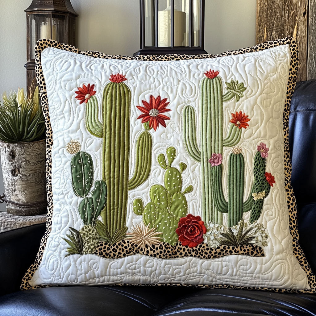 Whispering Cacti Quilted Pillow Case Decorative Pillow Cases Cactus Related Gifts