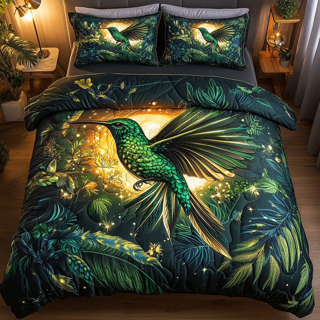 Whispering Wings Quilted Bedding Set Hummingbird Gifts For Her