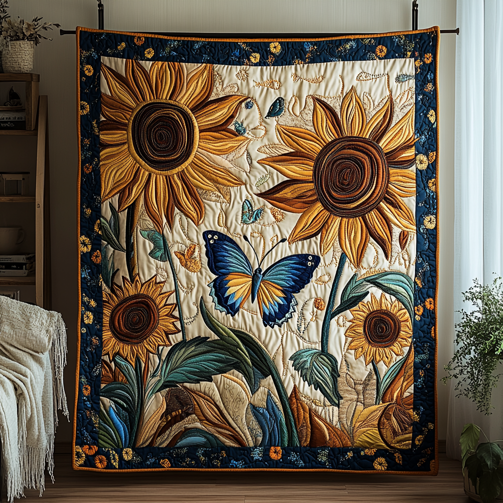 Whispering Wings Quilted Blanket Christmas Holiday Butterfly Presents