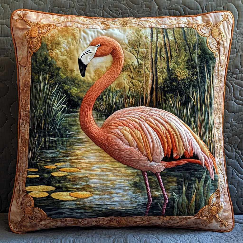 Wild Flamingo Quilted Pillow Case Cute Pillow Covers Flamingo Inspired Gifts