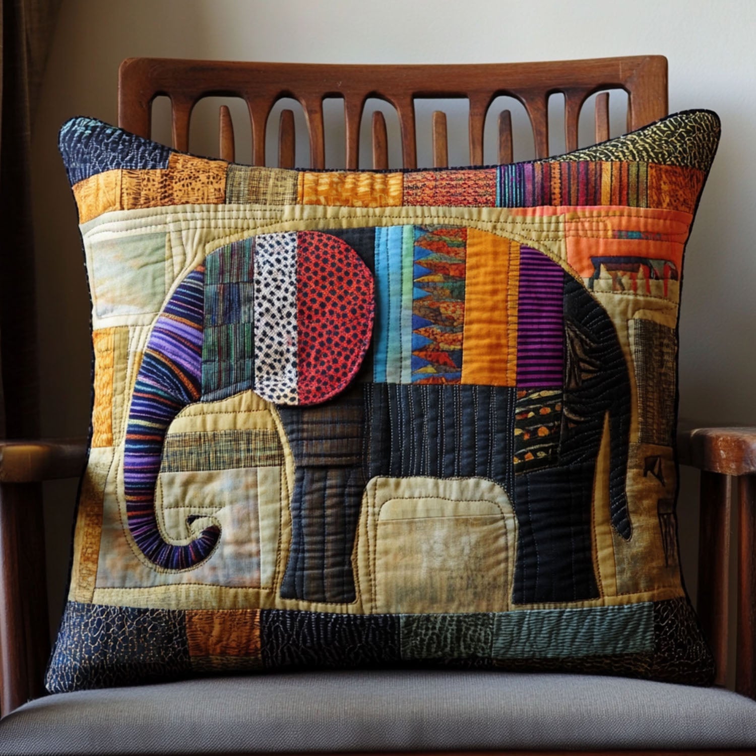 Wild Heart Quilted Pillow Case Throw Pillow Covers Gifts For People Love Elephant