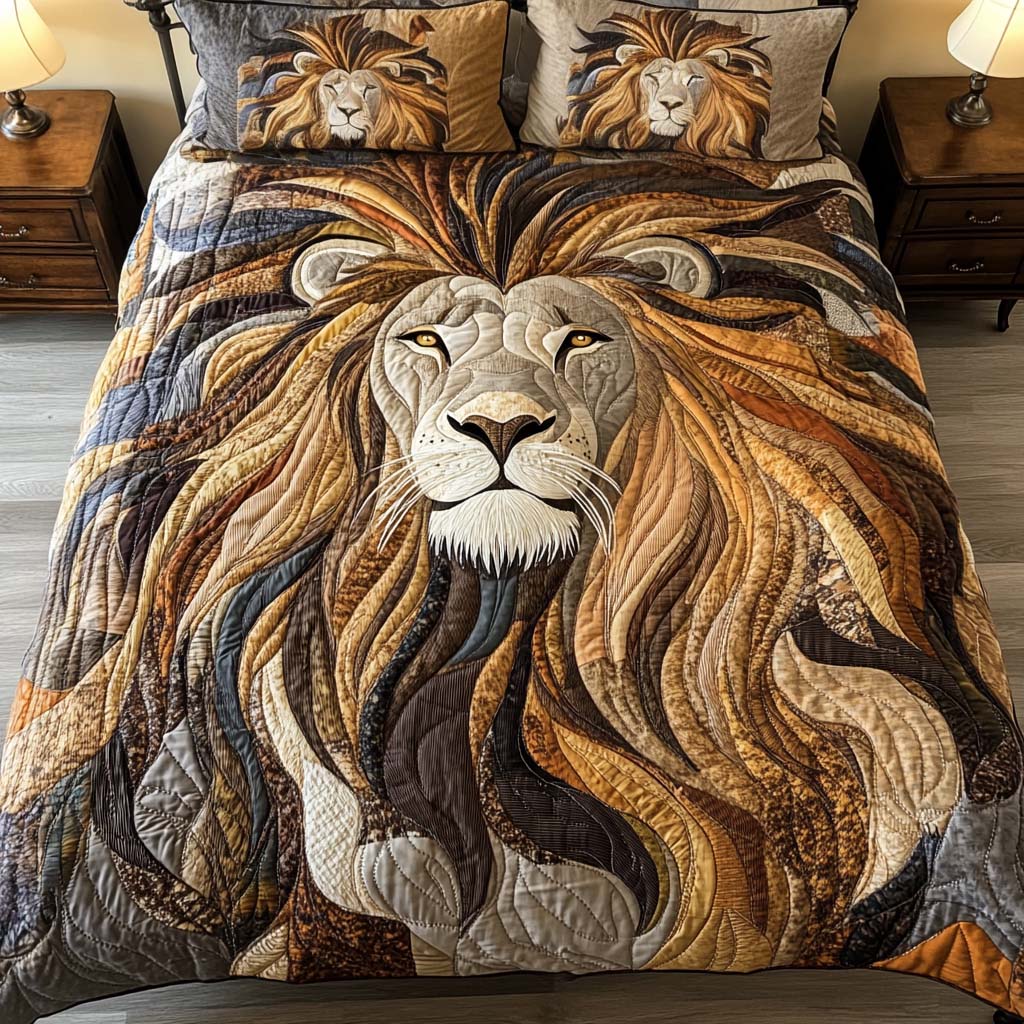 Wild Serenity Quilted Bedding Set Lion Themed Gifts