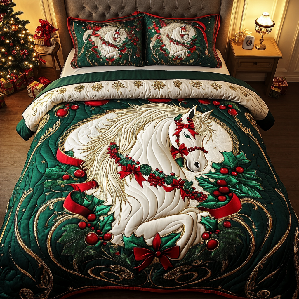Wild Spirit Quilted Bedding Set Unique Horse Gifts For Ladies