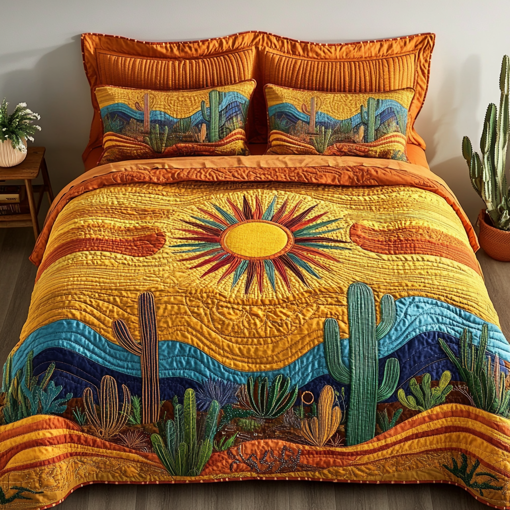 Wild West Glow Quilted Bedding Set Best Comforter Sets Cactus Gifts For Her