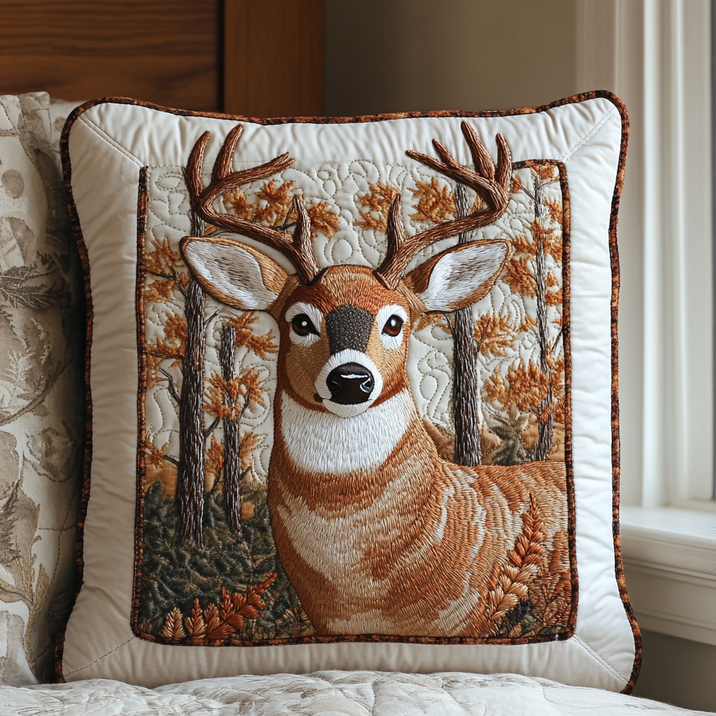 Wilderness Deer Quilted Pillow Case Decorative Pillow Cases Great Gifts For Deer Hunters