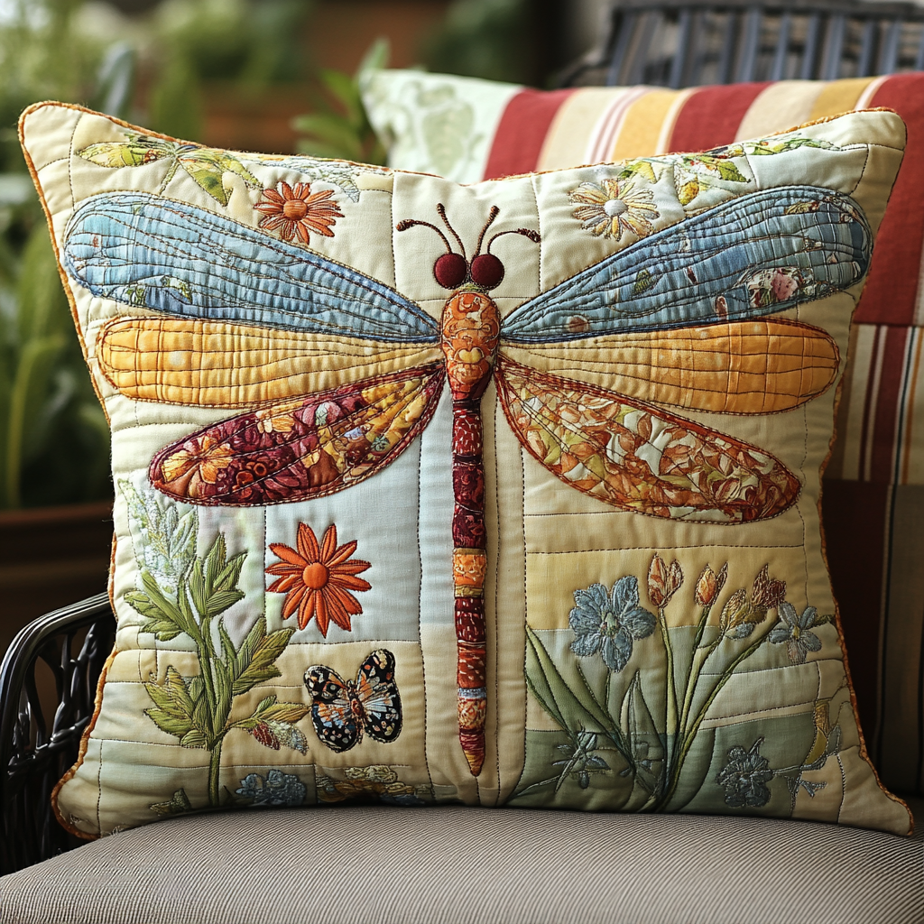 Wildflower Flight Quilted Pillow Case Throw Pillow Cases Dragonfly Gifts For Women