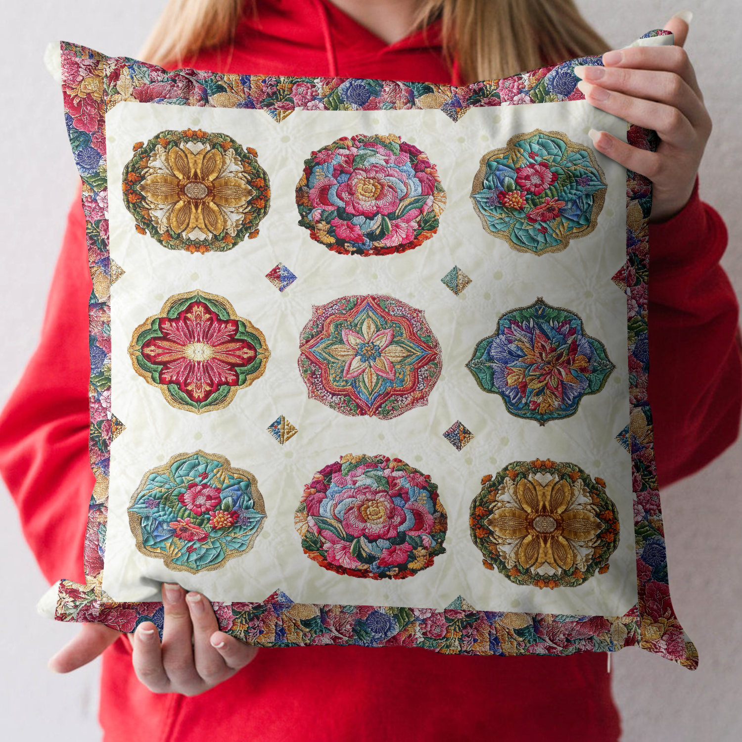 Wildflower Glow Quilted Pillow Case Throw Pillow Covers Native American Gift Ideas