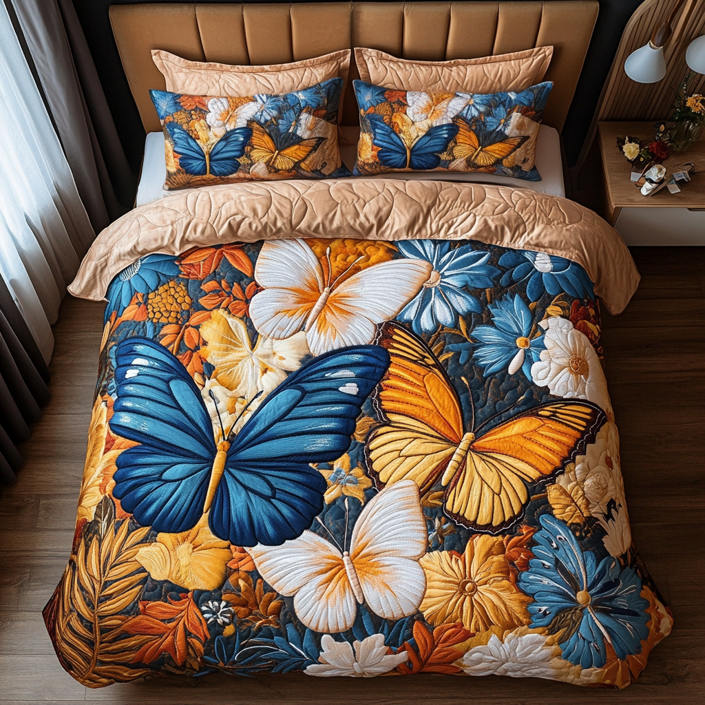 Winged Beauty Quilted Bedding Set Butterfly Gifts For Friends