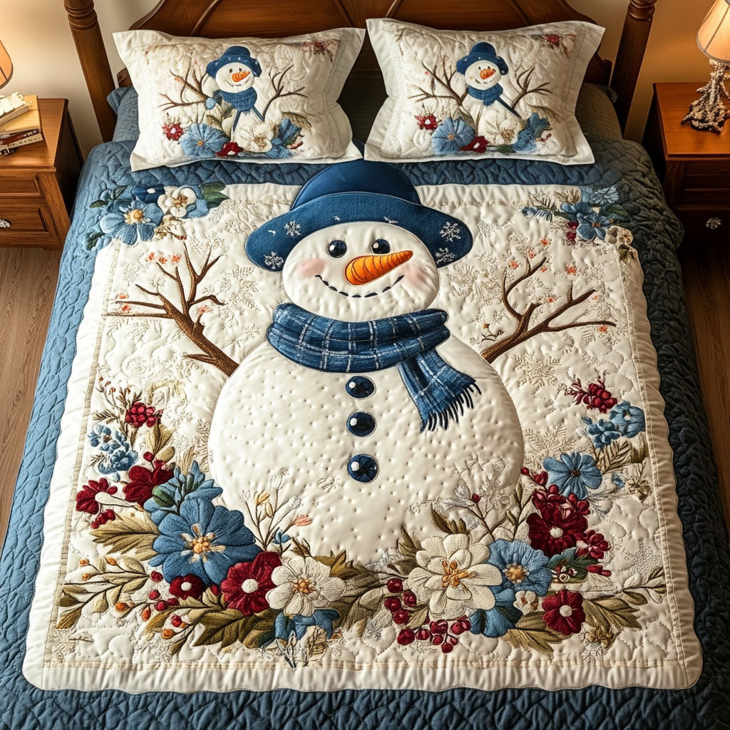 Winter Bliss Quilted Bedding Set Tree Of Life Throw Blanket