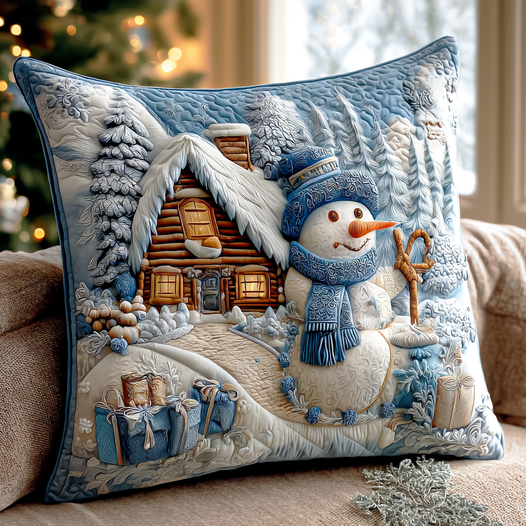 Winter Frost Glow Quilted Pillow Case Holiday Throw Pillow Covers Family Christmas Present Ideas