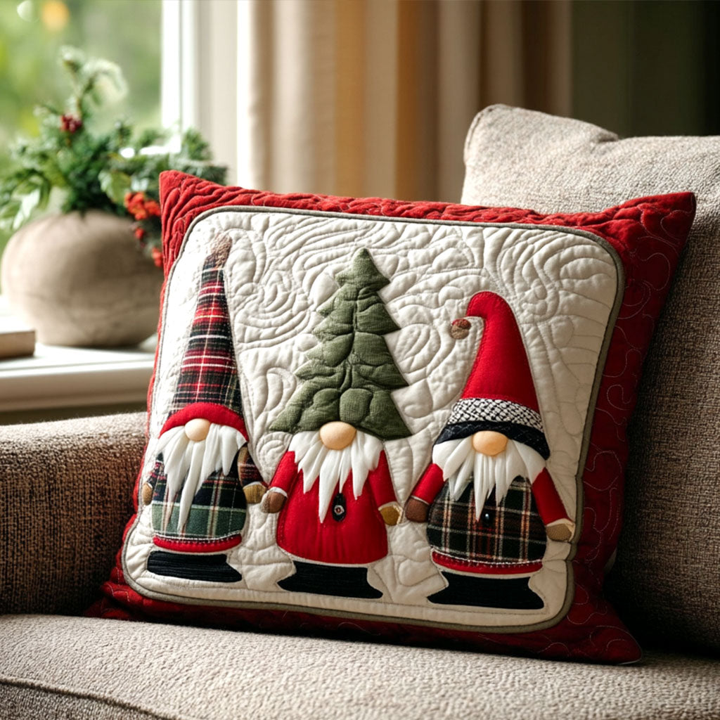 Winter Gnomes Quilted Pillow Case Holiday Pillow Case Christmas Gifts For Grandma