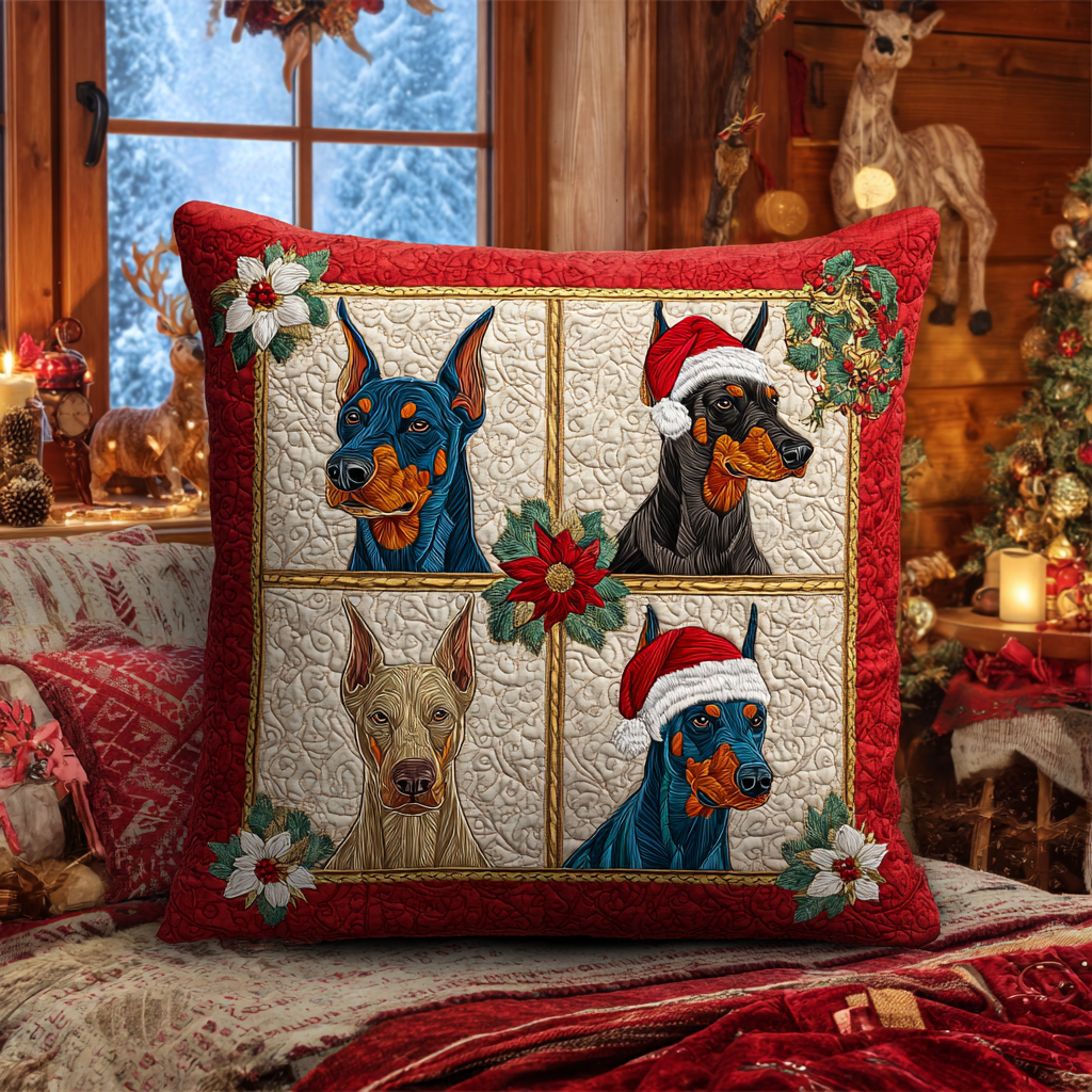 Winter Guardian Quilted Pillow Case Holiday Pillow Case Christmas Gifts For Dog Lovers