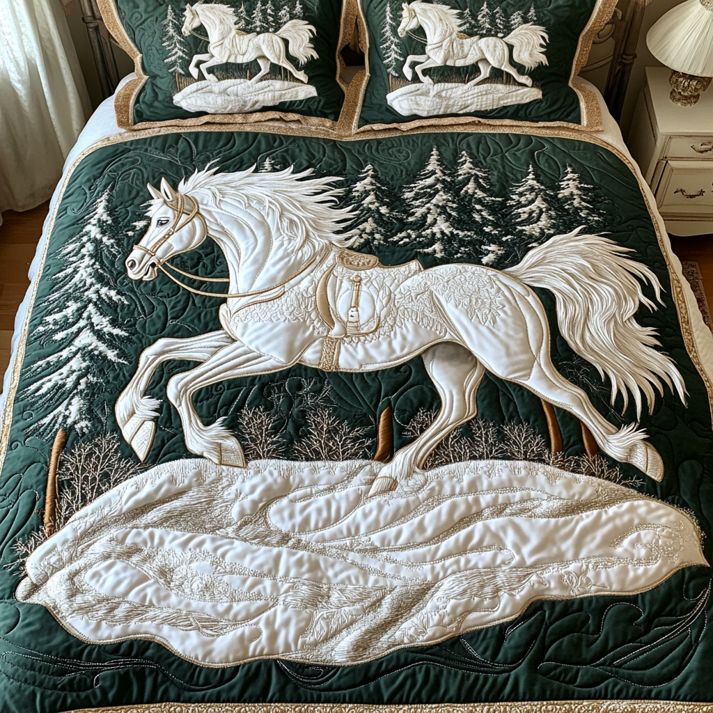Winter Majesty Quilted Bedding Set Gifts For Horse Lovers
