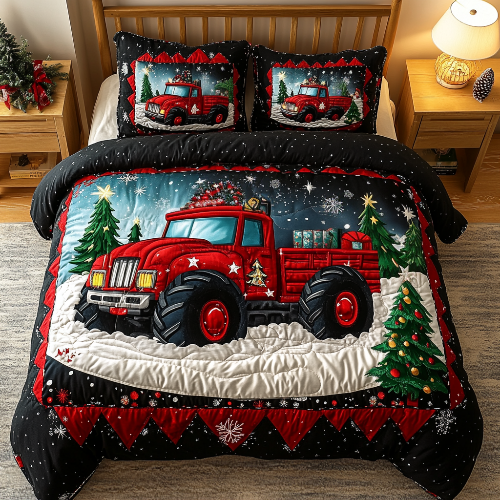 Winter Monster Truck Quilted Bedding Set Daughter Presents From Mum