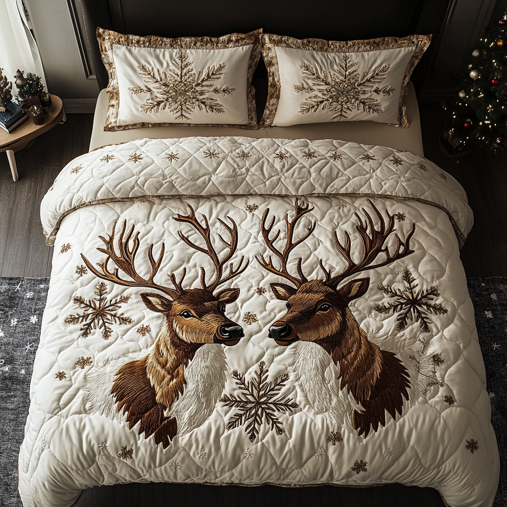 Winter Reins Quilted Bedding Set Christmas Gifts For Men