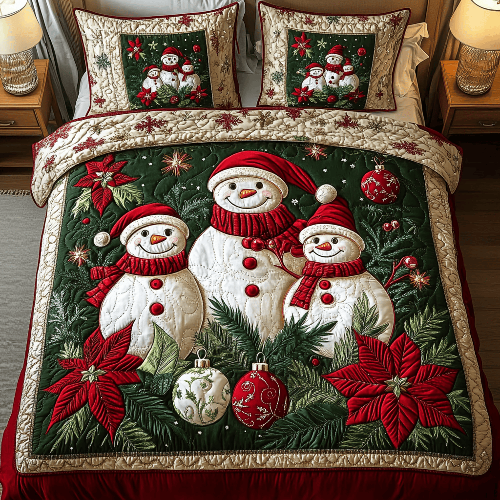 Winter Wonder Quilted Bedding Set Christmas Gifts For Wife 2024