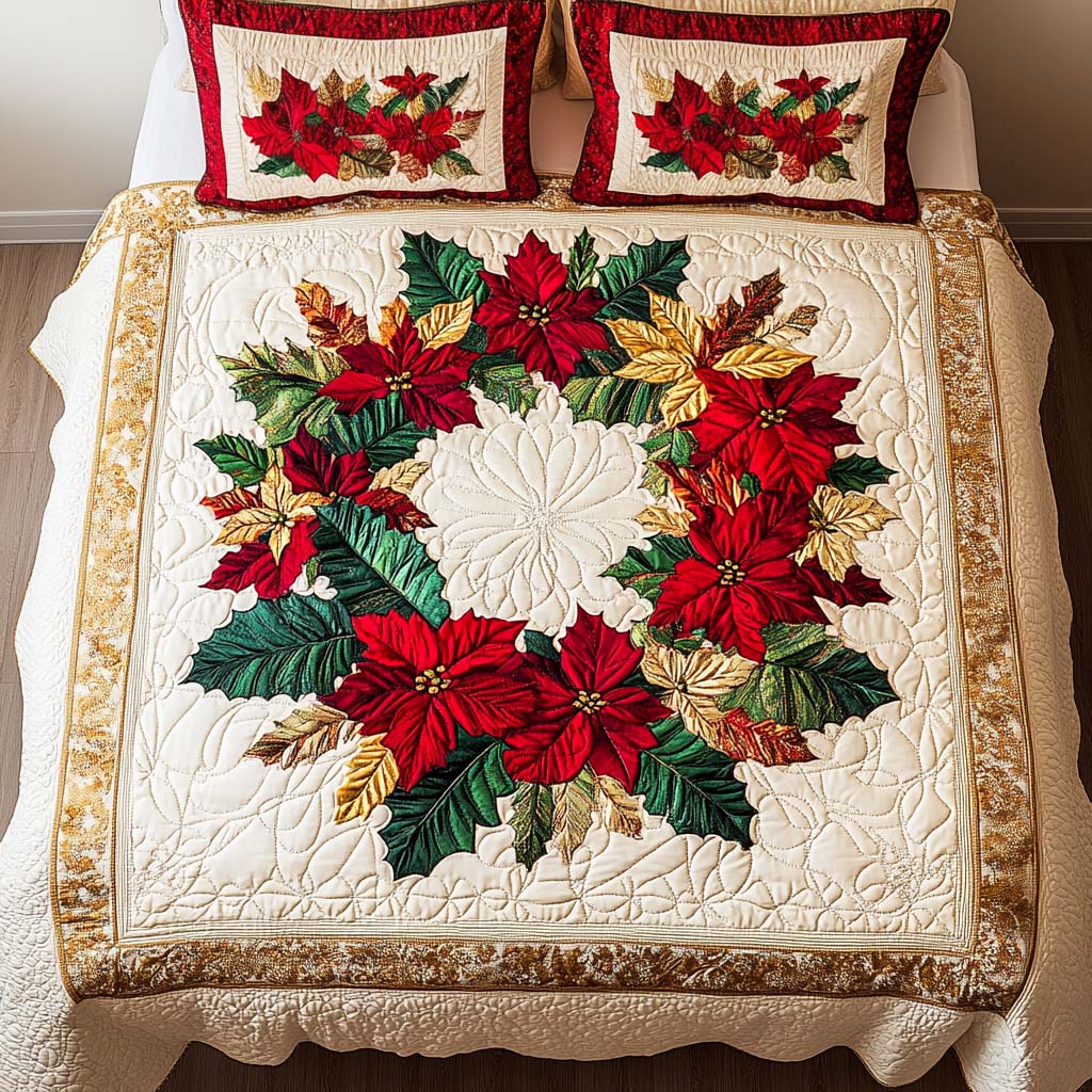 Winter Wreath Quilted Bedding Set Christmas Gift Ideas For Wife