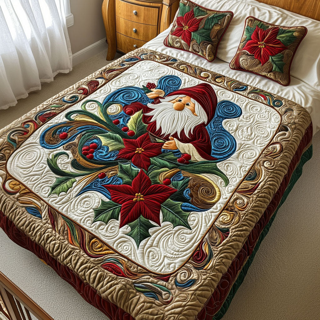 Winters Glow Quilted Bedding Set Gnome Gifts For Her