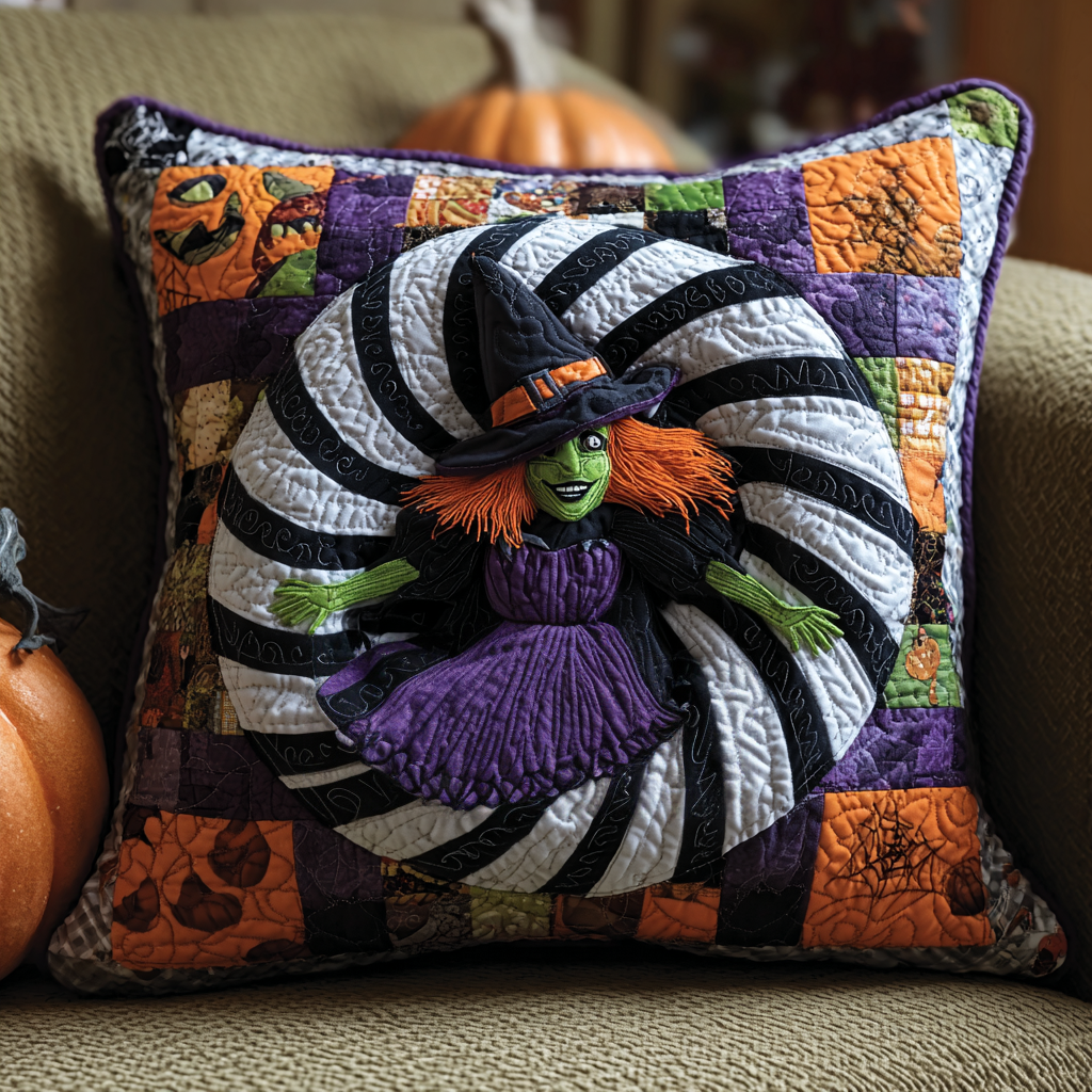 Witch Descent Quilted Pillow Case Best Cool Pillow Cases Halloween Gifts For Her