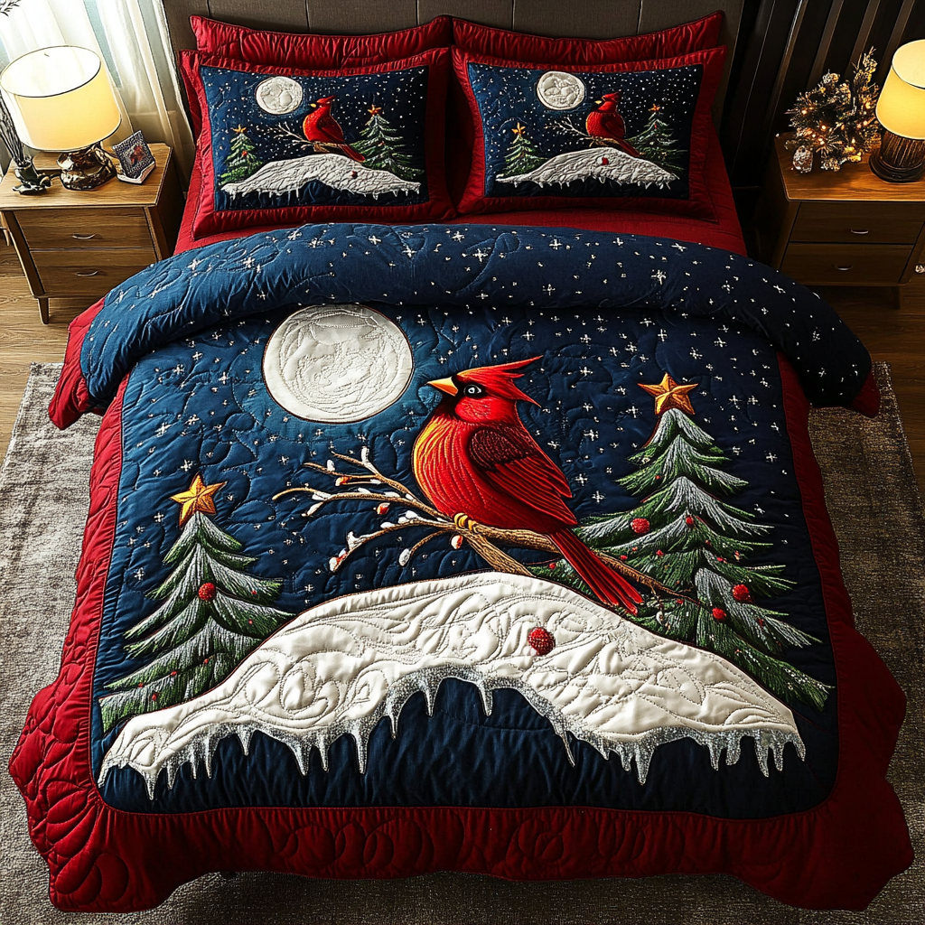Woodland Majesty Quilted Bedding Set Cardinal Gifts For Mom