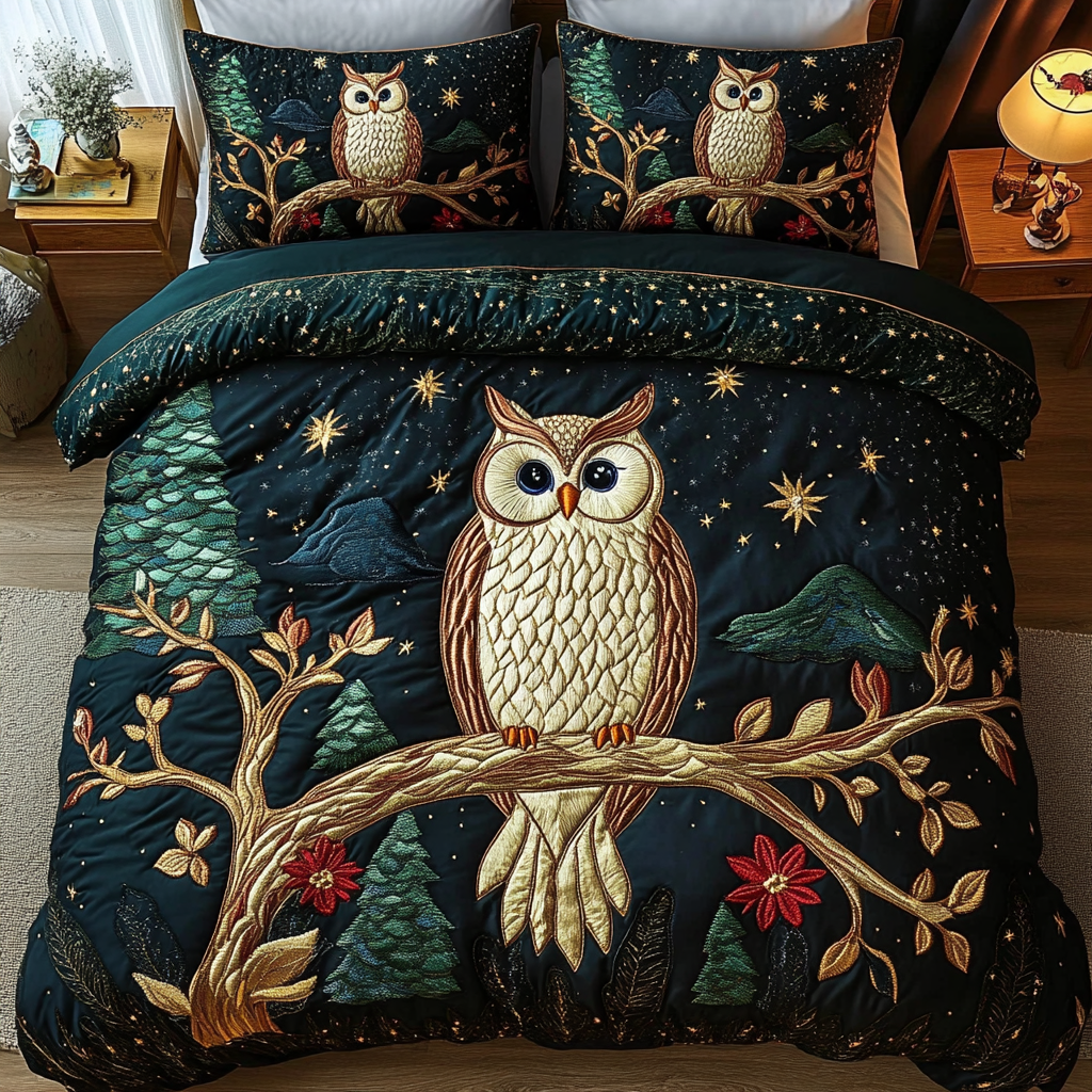 Woodland Wings Quilted Bedding Set Owl Themed Gifts