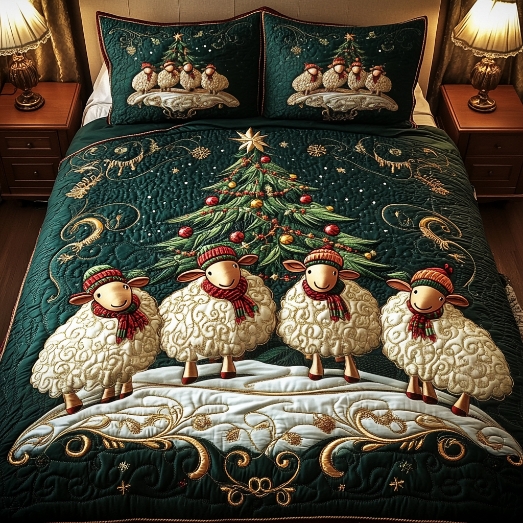 Wooly Wonderland Quilted Bedding Set Gifts For Sheep Farmers