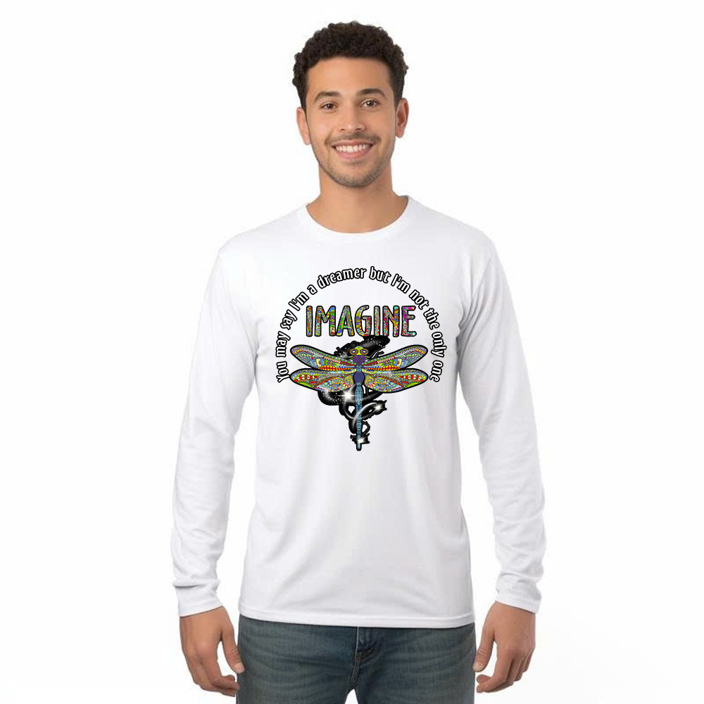 You May I'm A Dreamer But I'm Not The Only One Shirt Pattern Art Dragonfly Long Sleeve Shirt Men Women Basgiathsweatshirts
