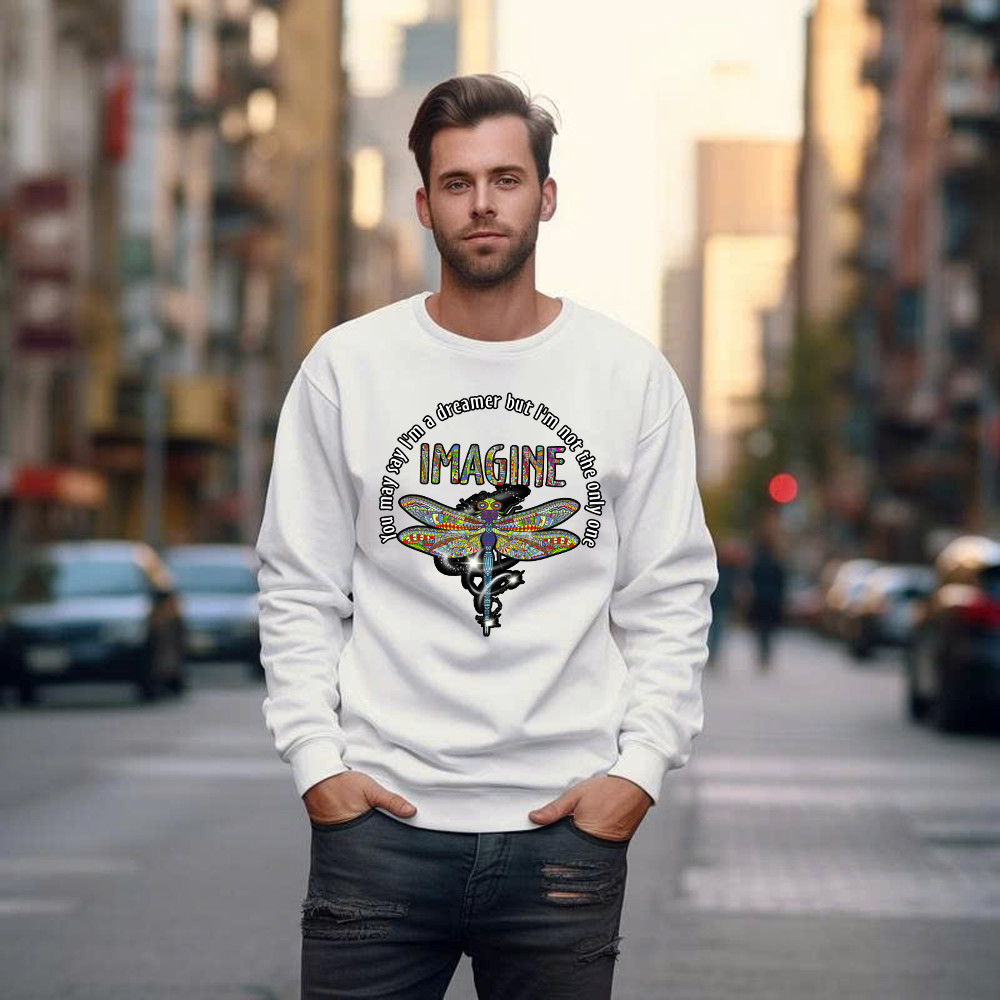 You May I'm A Dreamer But I'm Not The Only One Shirt Pattern Art Dragonfly Sweatshirt Men Women Basgiathsweatshirts - Image 3