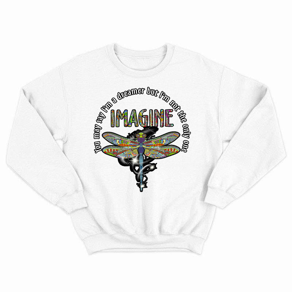 You May I'm A Dreamer But I'm Not The Only One Shirt Pattern Art Dragonfly Sweatshirt Men Women Basgiathsweatshirts - Image 2