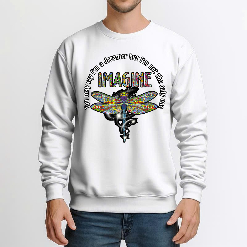 You May I'm A Dreamer But I'm Not The Only One Shirt Pattern Art Dragonfly Sweatshirt Men Women Basgiathsweatshirts - Image 4