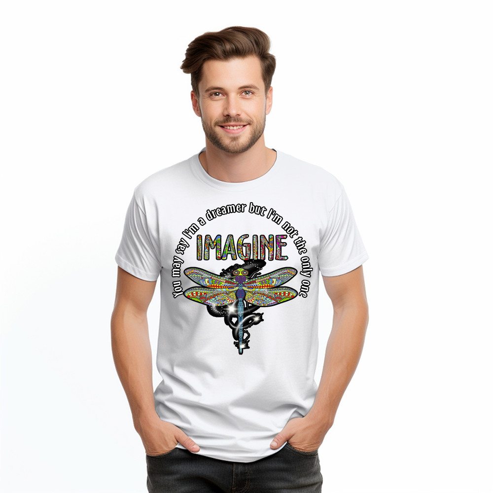 You May I'm A Dreamer But I'm Not The Only One Shirt Pattern Art Dragonfly T-Shirt Men Women Basgiathsweatshirts - Image 2