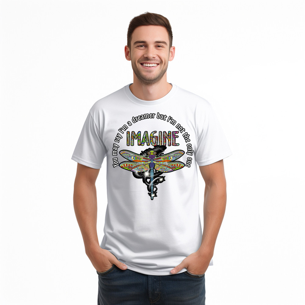 You May I'm A Dreamer But I'm Not The Only One Shirt Pattern Art Dragonfly T-Shirt Men Women Basgiathsweatshirts - Image 3
