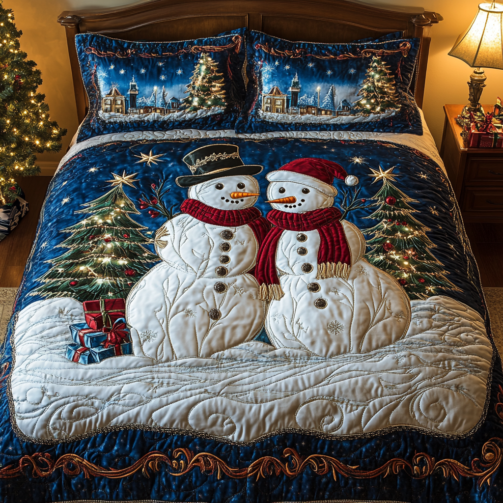 Yuletide Frost Quilted Bedding Set Best Christmas Gifts For Wife