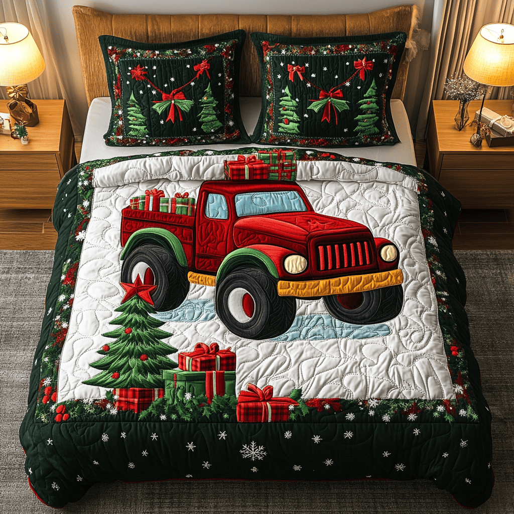 Yuletide Monster Quilted Bedding Set Father Daughter Gifts For Dad