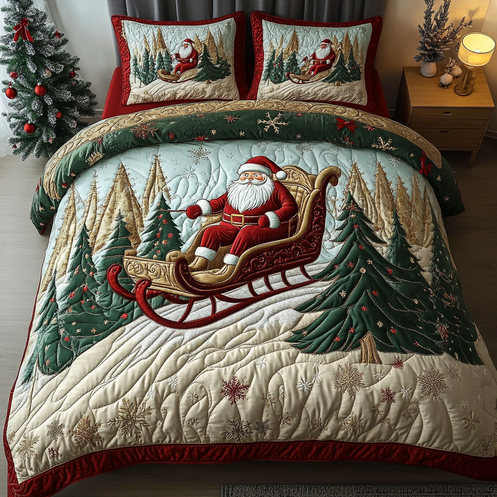 Yuletide Spirit Quilted Bedding Set Secret Santa Gift Ideas