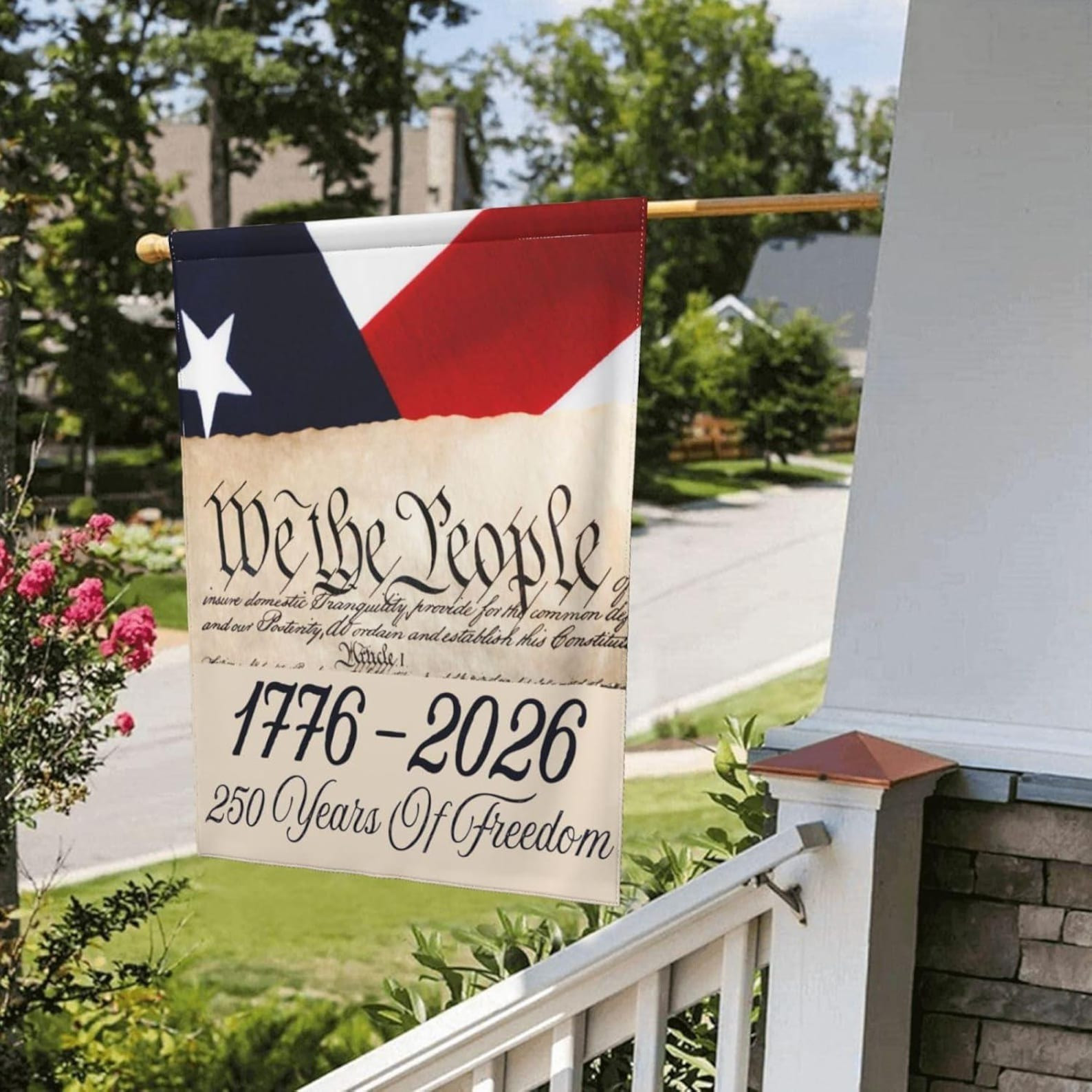 250 Years Of Freedom Flag 1776 2026 USA Anniversary Merch Patriotic Gifts For House Decor