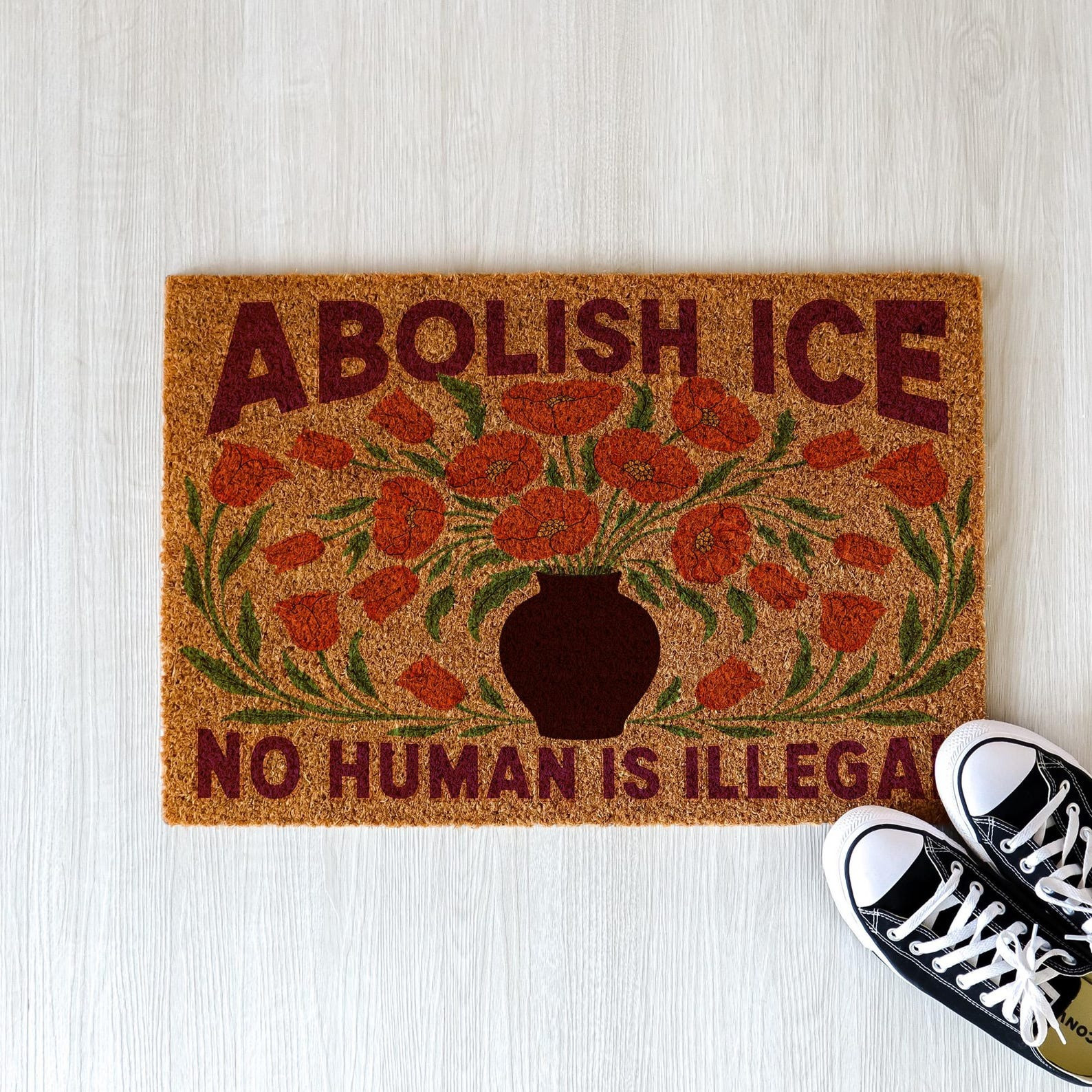 Abolish ICE Doormat No Human Is Illegal Welcome Mat Anti ICE Protest Home Decor Political Gifts