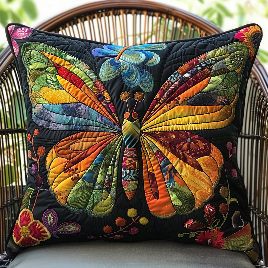 Adorable Butterfly Quilted Pillow Case Decorative Sofa Accent Pillow Butterfly Themed Gift Items