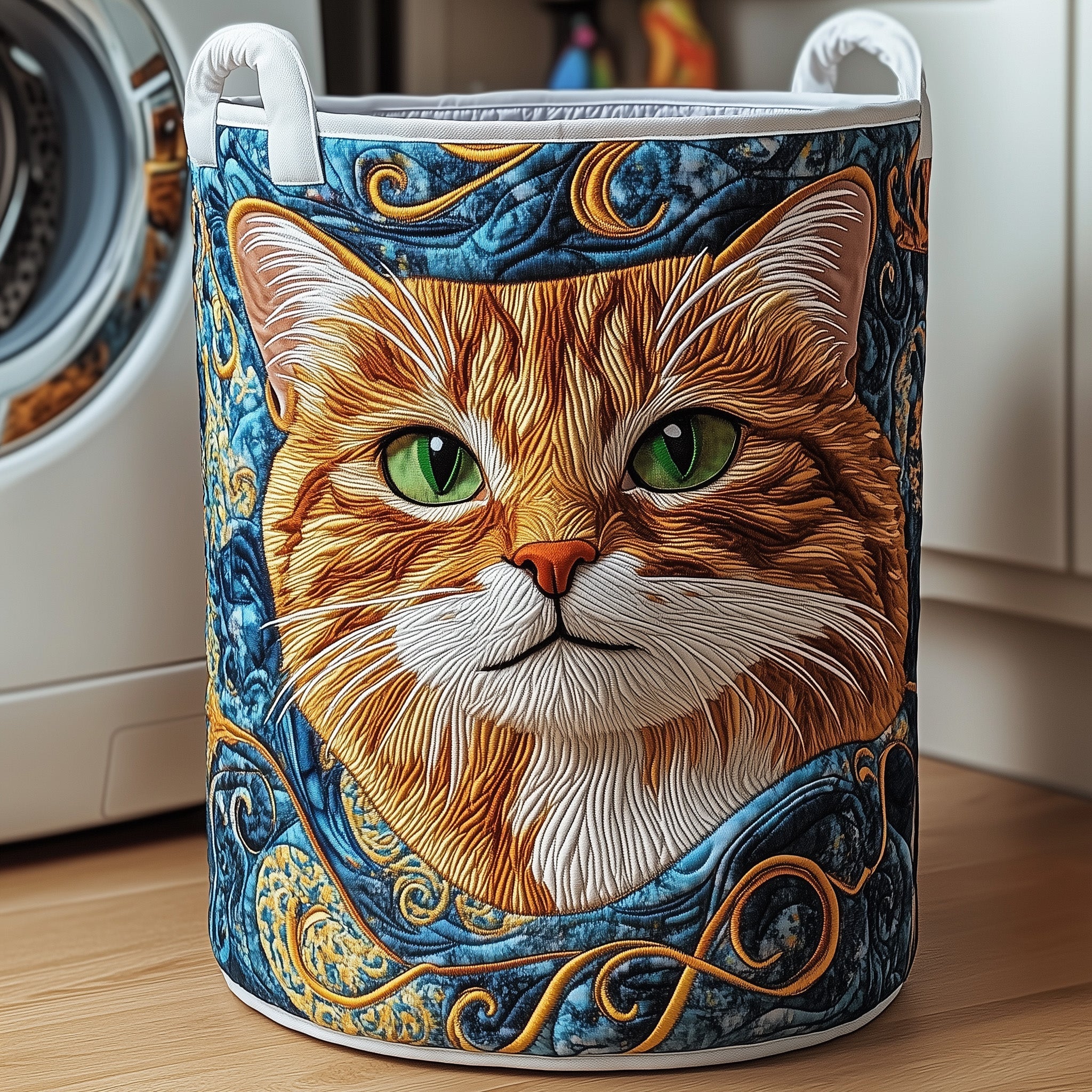 Adorable Cat Quilted Laundry Basket Cute Laundry Hamper Gifts For Cat Lovers